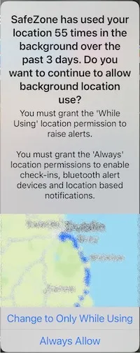 Safezone alert